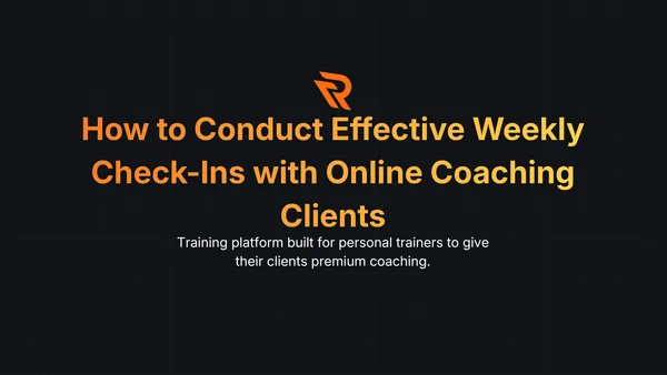 Personal trainer reviewing a client's weekly online coaching check-in, workout progress, and fitness dashboard.